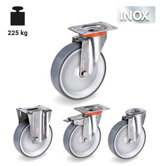 TR-71-NLX-Räder mit Edelstahl-Gehäusen für leichte Lasten